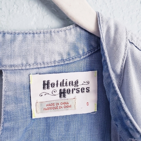 Anthropologie Holding Horses Chambray Denim Sleeveless Dress - Picture 6 of 9